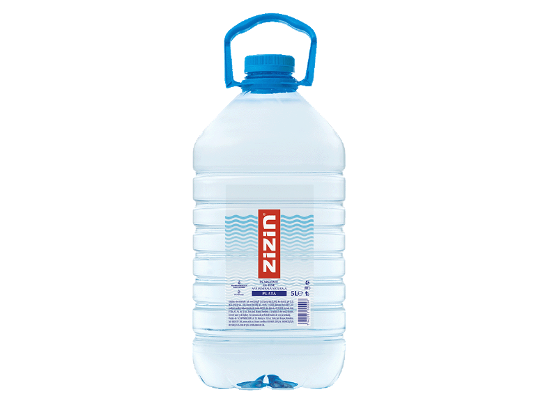 O sticlă mare de 5 litri de apă minerală naturală plată.