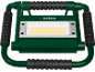 Proiector de lucru portabil verde cu mânere și o bandă luminoasă LED.