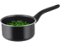Cratiță neagră cu mazăre verde.