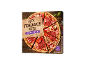 Cutie de pizza coaptă pe piatră cu 2 pizza speciale, cu bază crocantă și crustă crocantă.