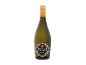 Sticlă de vin alb cu dop auriu și etichetă negru-aurie