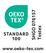 Etichetă OEKO-TEX STANDARD 100, număr SHGO 076157 Testex.