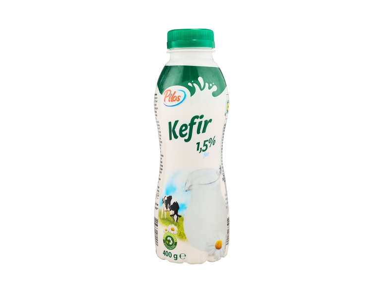 Sticlă de chefir 1,5% cu vacă pe pajiște și margarete, 400g.