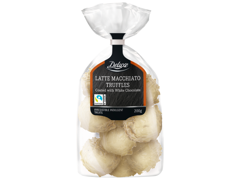 Trufe Latte Macchiato, acoperite cu ciocolată albă, 200g, Fairtrade