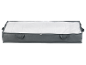 Organizator de depozitare gri sub pat cu capac transparent și fermoar.
