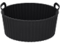 Coș negru din silicon cu mânere, cu un design striat.