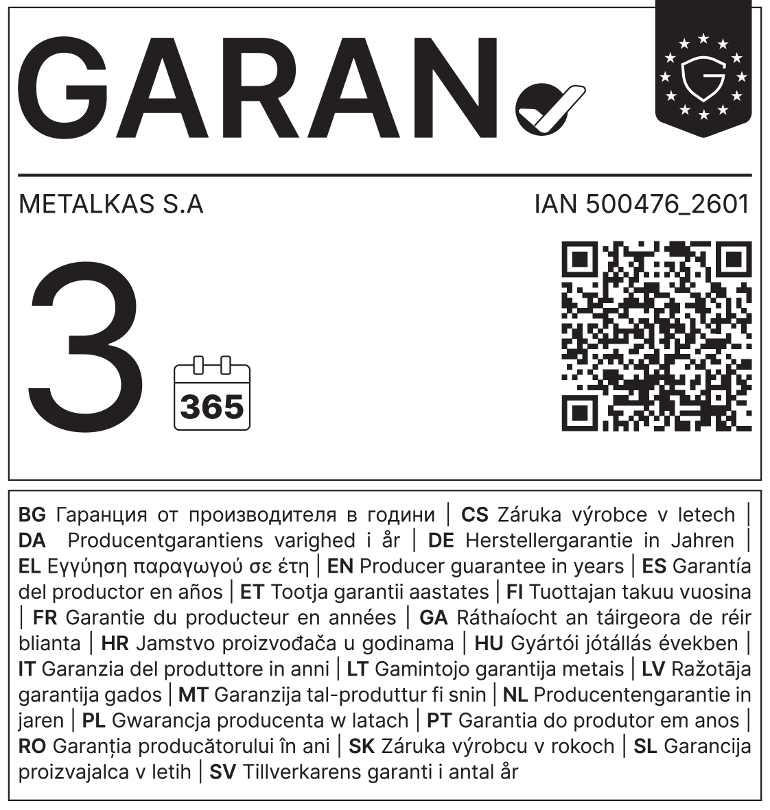 3 ani garanție de la producător, 365 de zile, IAN 500476_2601
