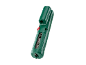 Dezizolator de cabluri verde cu marcaje de dimensiune și un buton roșu.