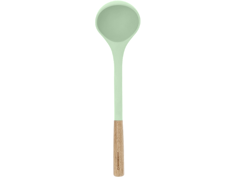 Polonic din silicon verde deschis cu mâner din lemn