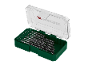 Set de burghie pentru lemn într-o carcasă verde, dimensiuni de la 3 la 10 mm.