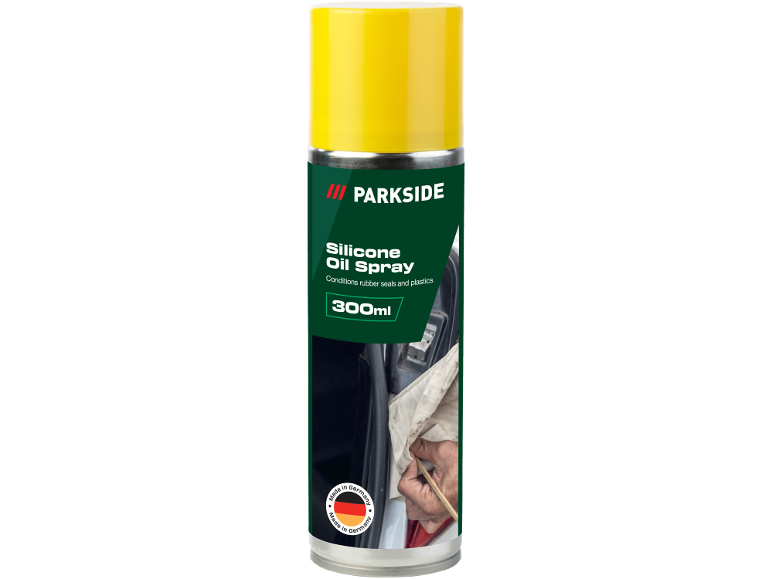 Spray cu ulei siliconic de 300 ml, care condiționează garniturile de cauciuc și materialele plastice, fabricat în Germania.