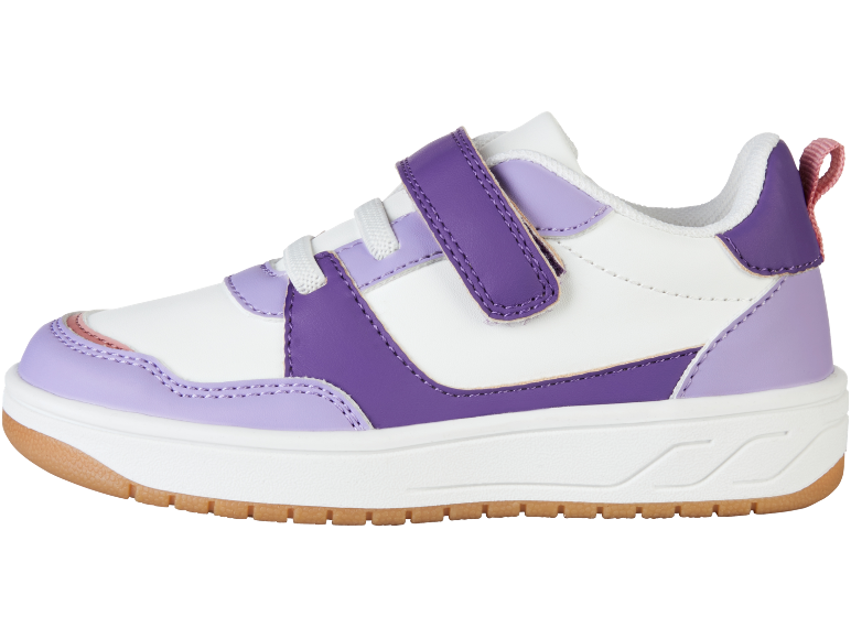 Pantofi sport pentru copii albi și violet cu închidere cu arici