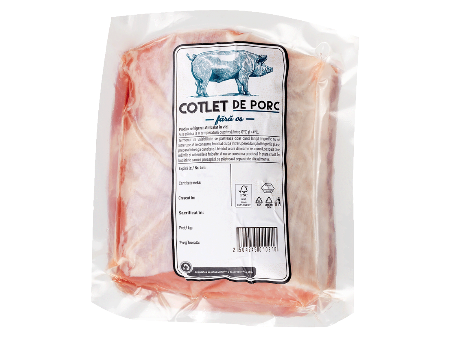 Cotlet de porc, fără os