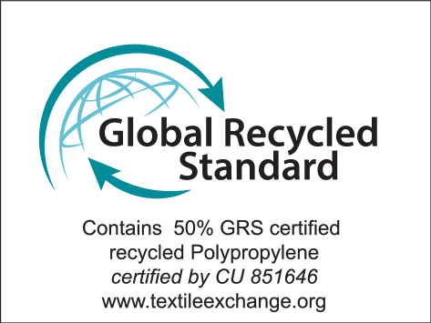 Sigiliu Global Recycled Standard: Conține 50% polipropilenă reciclată certificată GRS, certificată de CU 851646.