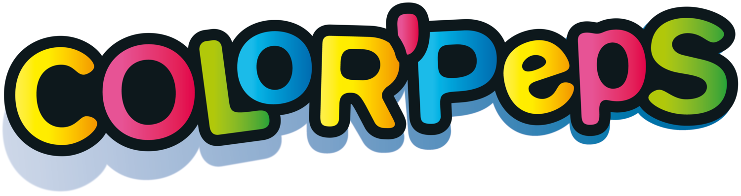 Logo colorat cu textul „COLOR'peps” cu litere rotunjite.