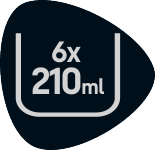 Sigiliu indicând 6 porții de 210 ml.