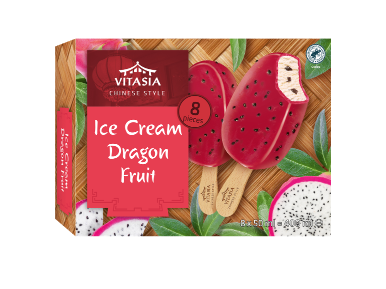 Înghețate cu fructul dragonului, 8 bucăți, stil chinezesc, cu certificare cacao.