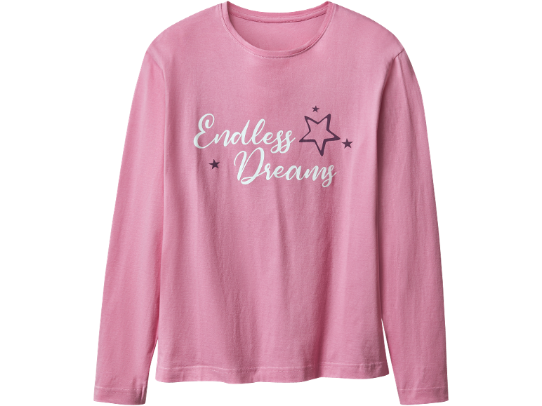 Tricou roz cu mânecă lungă cu textul „Endless Dreams” și stele.