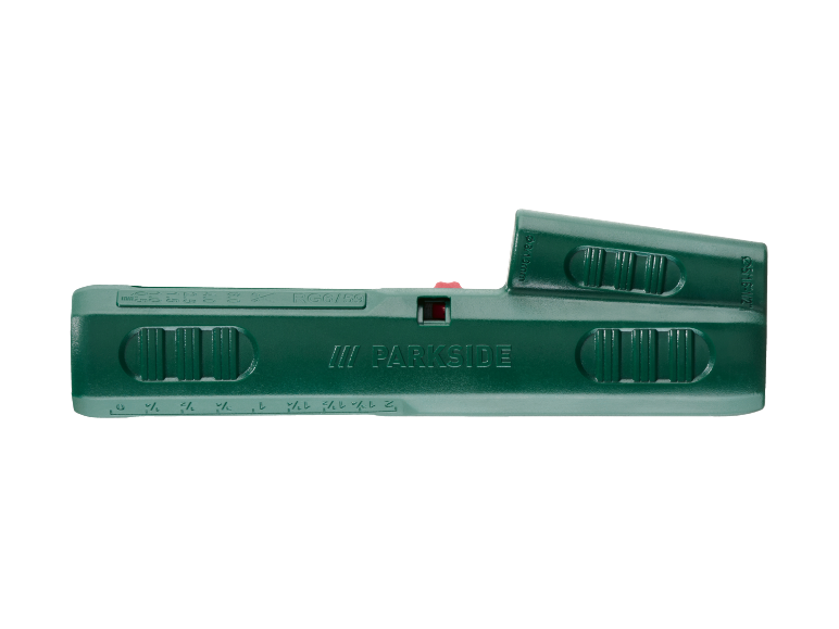 Instrument verde pentru dezizolat cabluri coaxiale cu marcaje de dimensiune