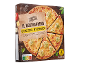 Pizza quattro formaggi cu blat subțire, coaptă în cuptor de piatră, cu Nutri-Score B.