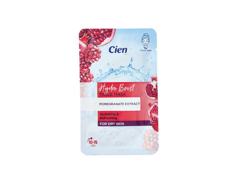 Mască șervețel Cien Hydro Boost cu extract de rodie pentru ten uscat
