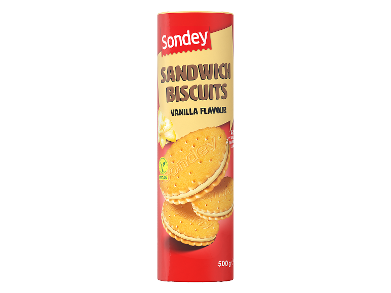 Biscuiți sandviș cu aromă de vanilie în tub de 500 g