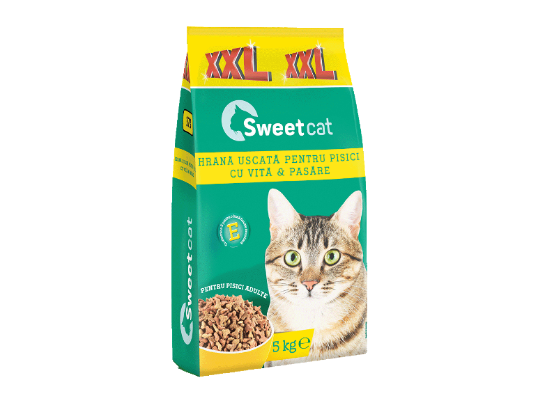 Hrană uscată Sweet Cat pentru pisici adulte cu vită și pasăre, 5 kg