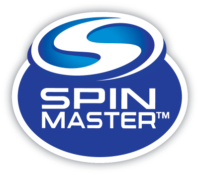 Sigiliu oval albastru cu textul „SPIN MASTER™” și o literă S stilizată.