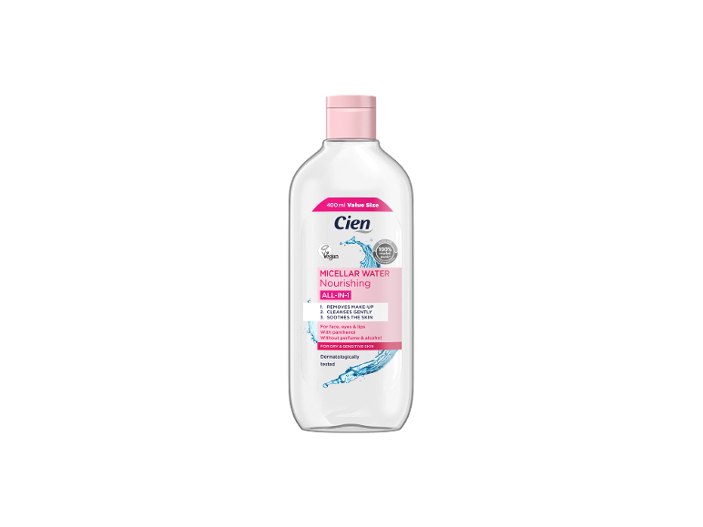 Apă micelară vegană de 400 ml pentru piele uscată și sensibilă, îndepărtează machiajul și calmează.