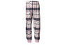 Pantaloni de pijama în carouri roz și albastru închis, cu talie elastică și manșete