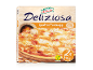Ambalaj pizza congelată Deliziosa Quattro Formaggi, 2x 340g, vegetariană și coaptă pe piatră.