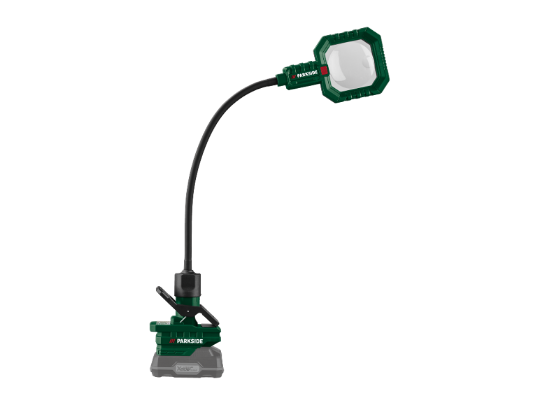 Lampă de lucru LED fără fir cu gât flexibil și clemă