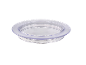 Capac rotund transparent din plastic pentru recipient alimentar.