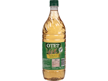 Sticlă de 1 litru de oțet de alcool și vin 7%.
