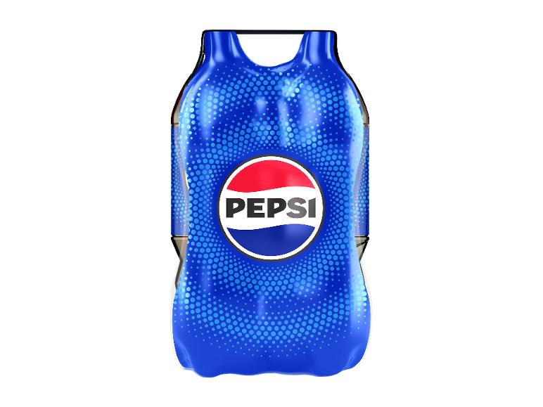 Pachet de șase sticle de sifon în ambalaj albastru cu un logo circular