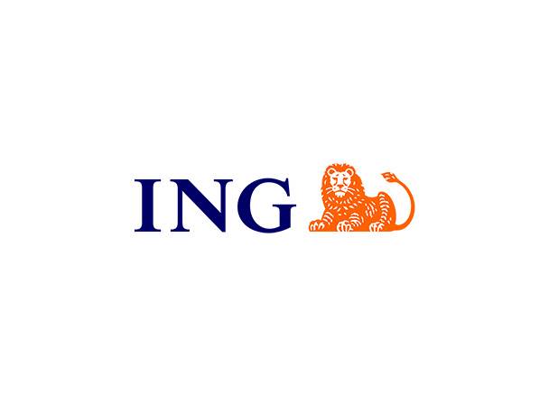 Logo cu litere albastre și un leu portocaliu.