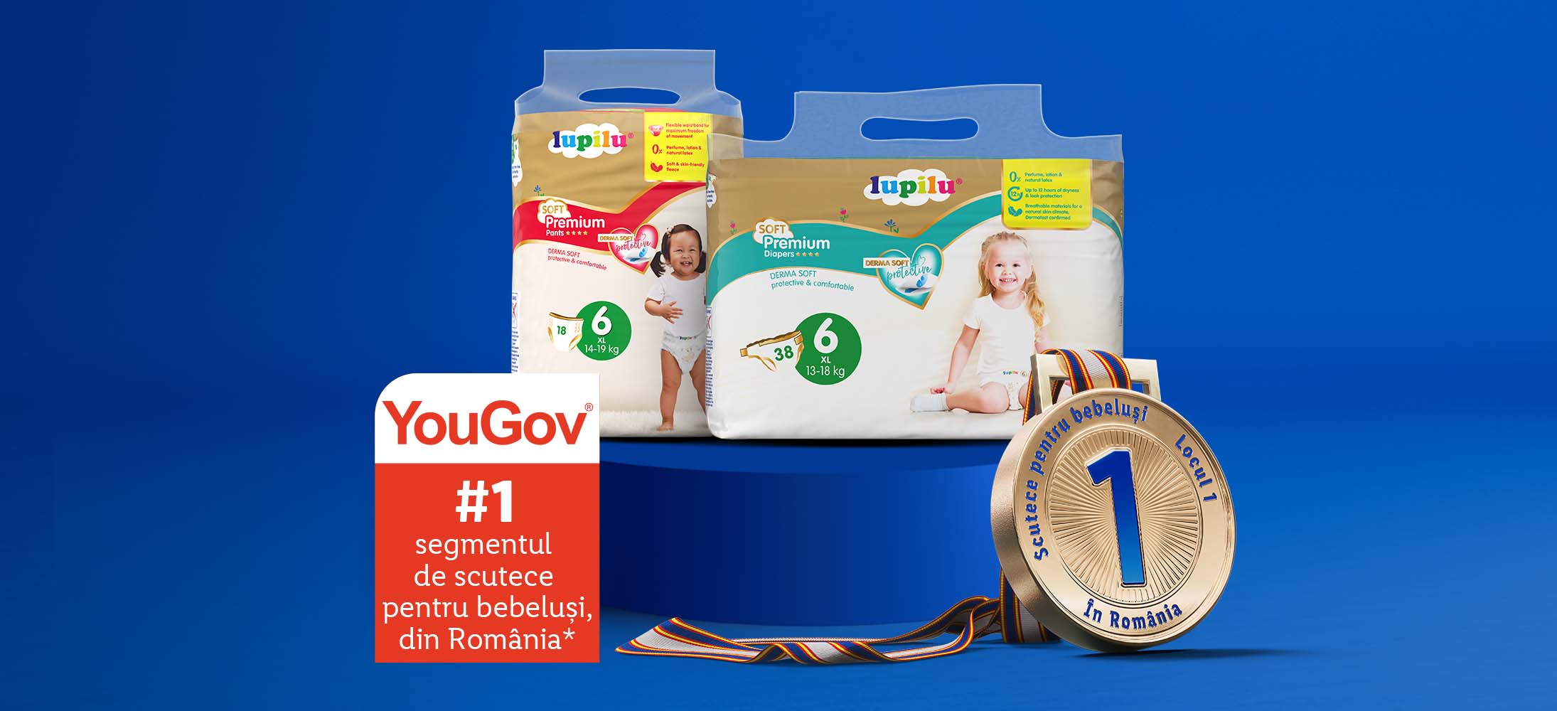 Scutece Lupilu Premium, nr. 1 în România, conform YouGov.