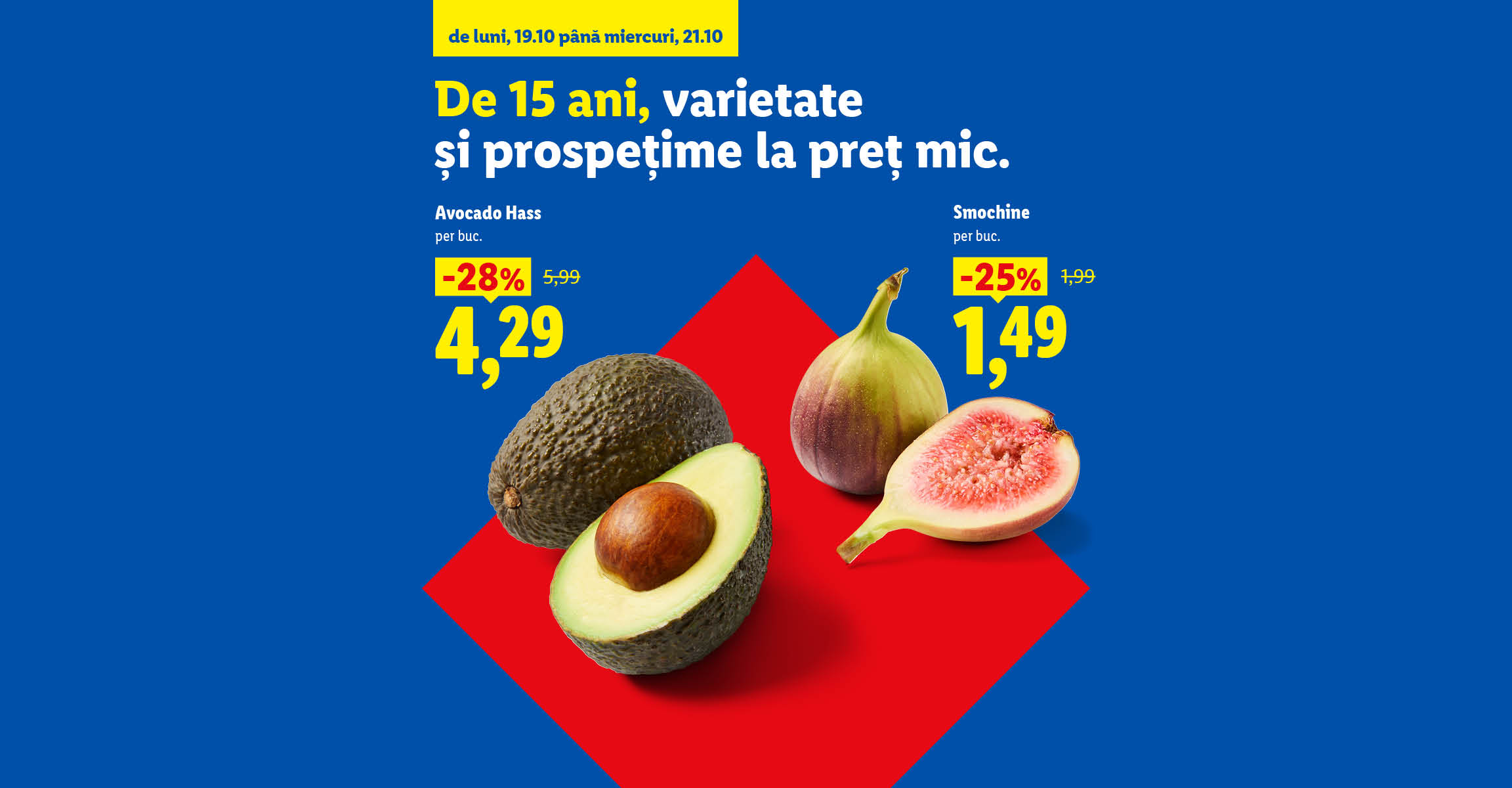 Ofertă promoțională la avocado și smochine, valabilă de luni până miercuri.
