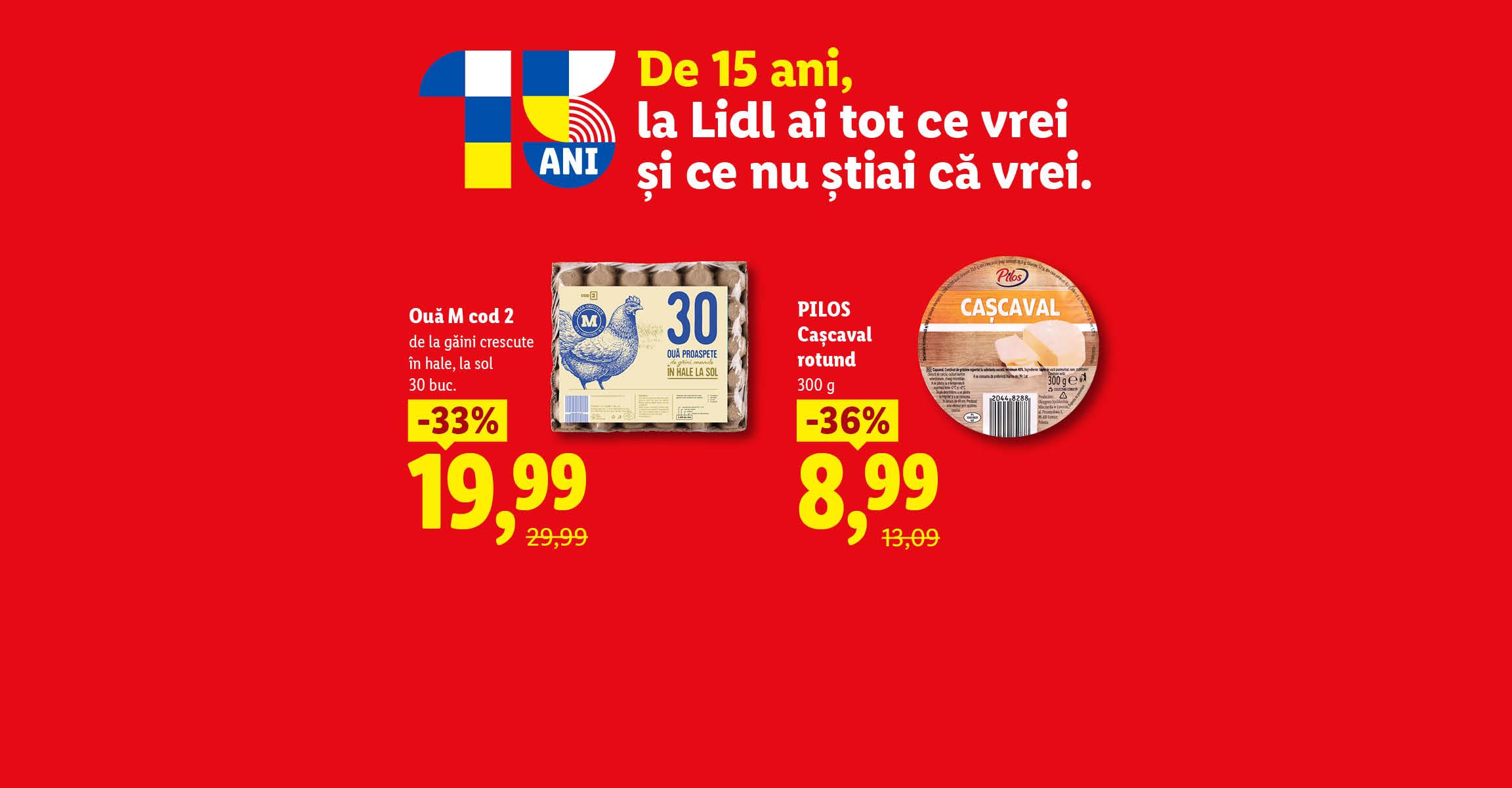 O imagine promoțională Lidl cu ouă, cașcaval și mușchiuleț de pui, cu reduceri de până la 36%.
