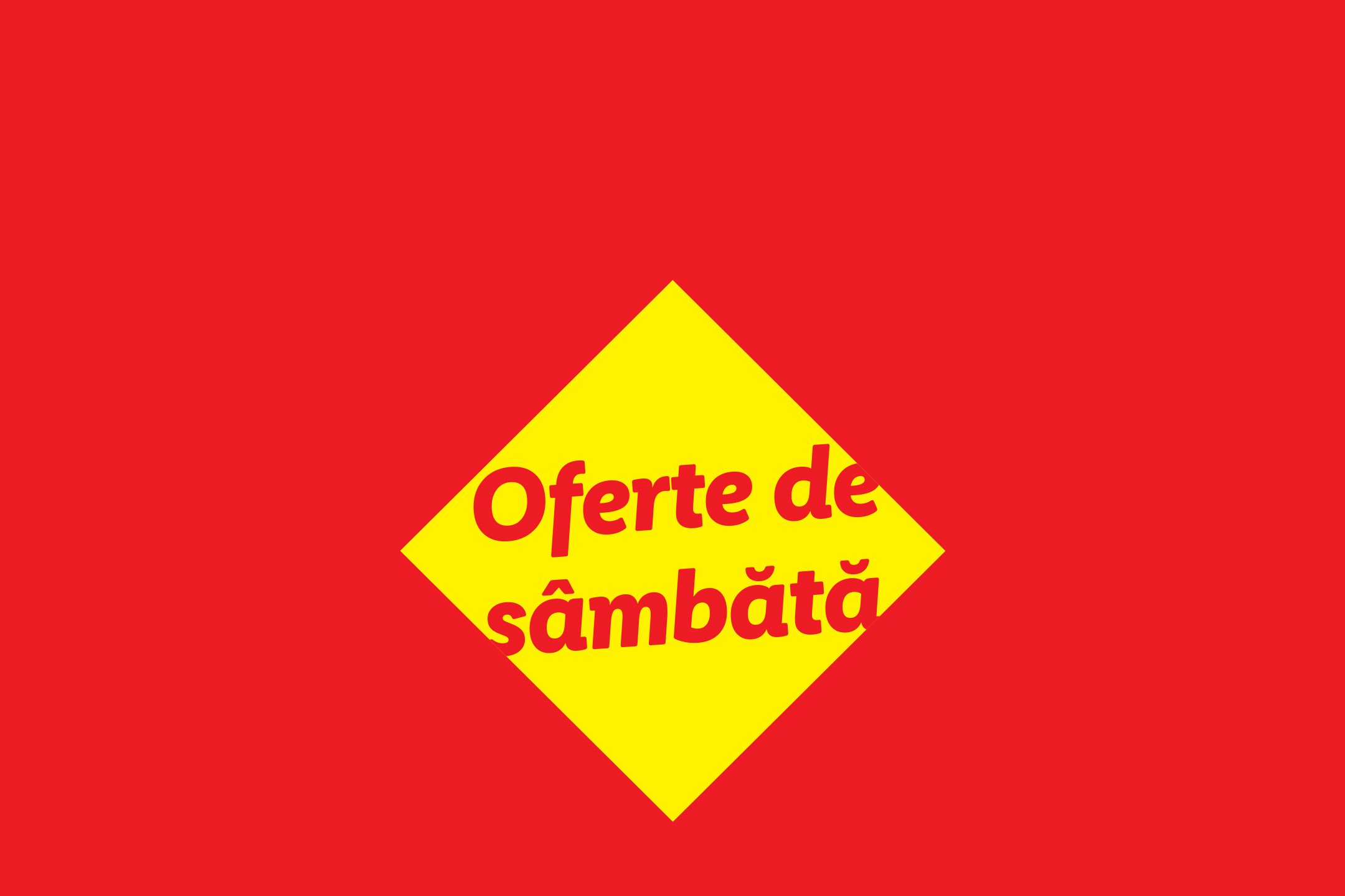 Oferte de sâmbătă pe un fundal roșu.