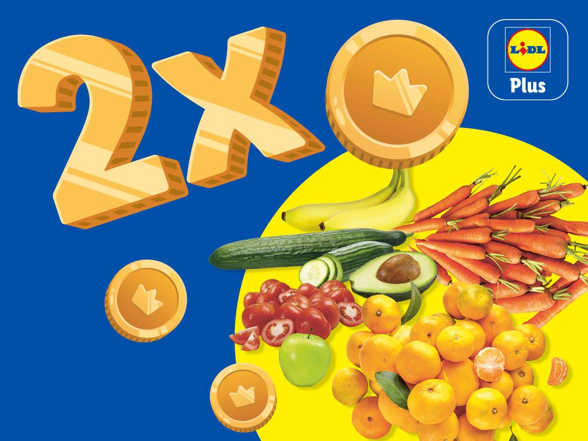 Lidl Plus oferă dublu puncte pentru cumpărături de fructe și legume.