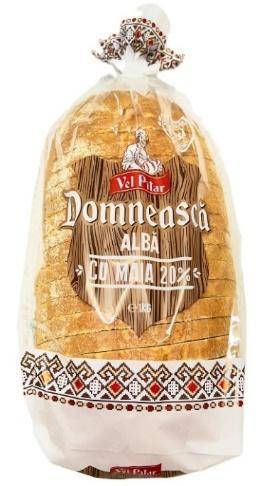 Pâine albă feliată, ambalată, cu maia 20%, 1 kg