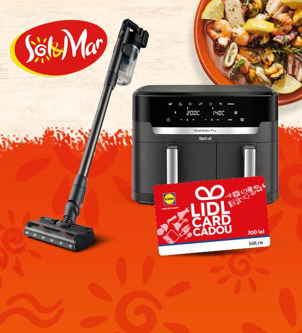 Premii concurs Sol y Mar: un aspirator vertical Philips, cinci friteuze cu aer cald Tefal, zece vouchere Lidl în valoare de 300 lei