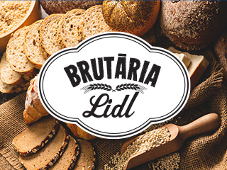 Pâine feliată și integrală, cu logo-ul brutăriei Lidl în centru.
